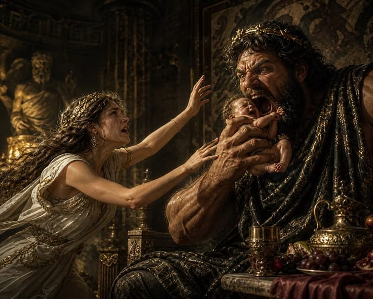 WHY DID GREEK GOD CRONUS EAT HIS CHILDREN?